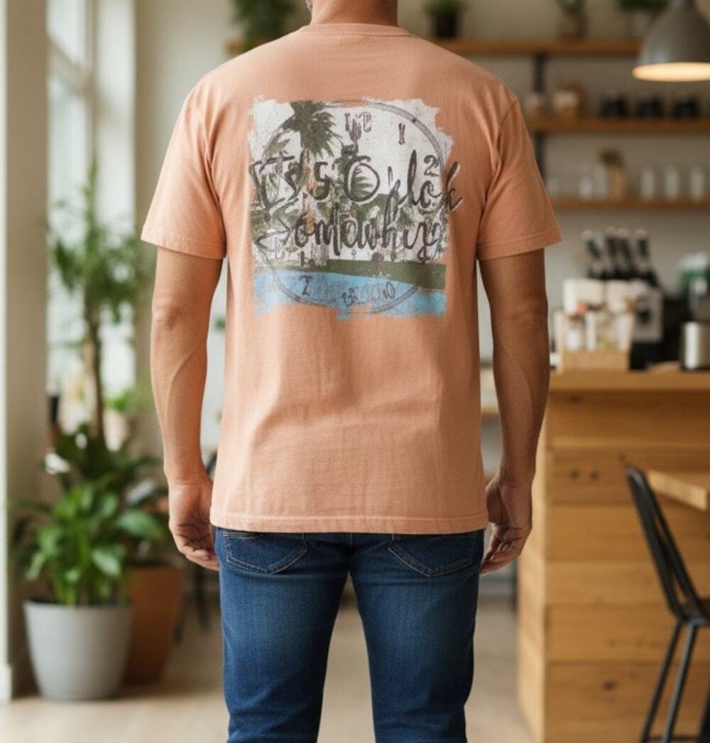 Margaritaville It's Five O'Clock Somewhere T-Shirt Mens Large Light Orange